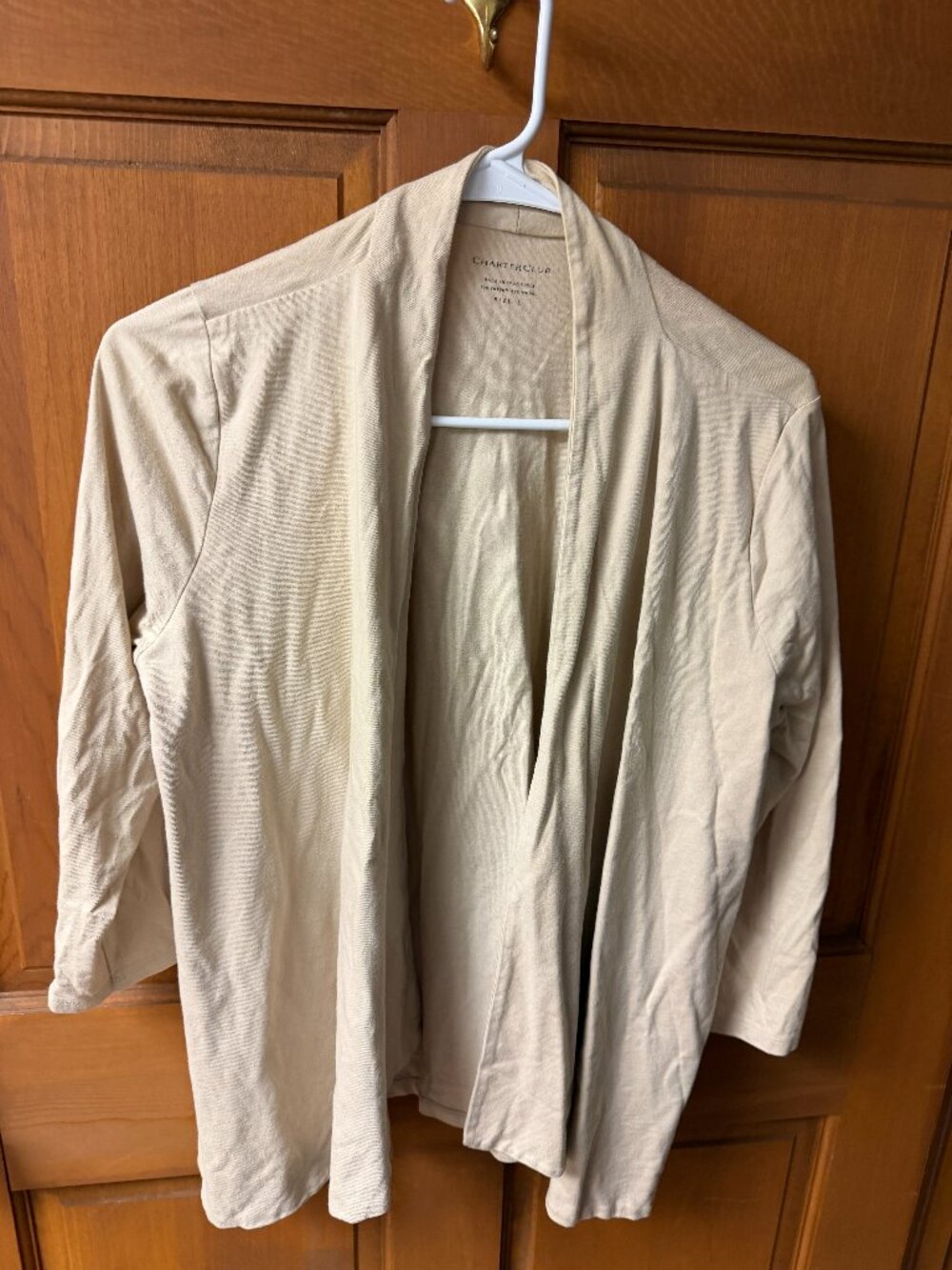 Charter Club Women's Long Beige Cardigan Jacket Size Large in Good Shape